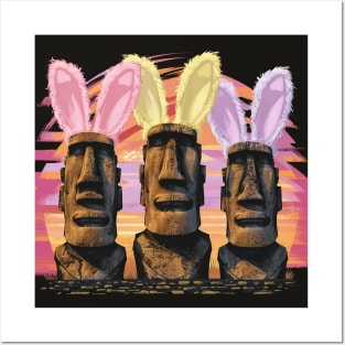 Moai Bunnies of Easter Island Posters and Art